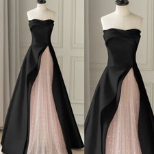 Elegant Black and Pink Wedding Dresses Satin Glitters Tulle A Line Bridal Gowns