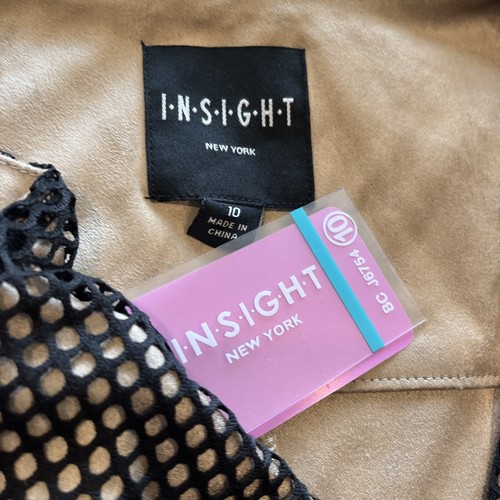 Insight New York Women's Jacket size 10 mesh faux suede black tan NWT - Picture 4 of 12