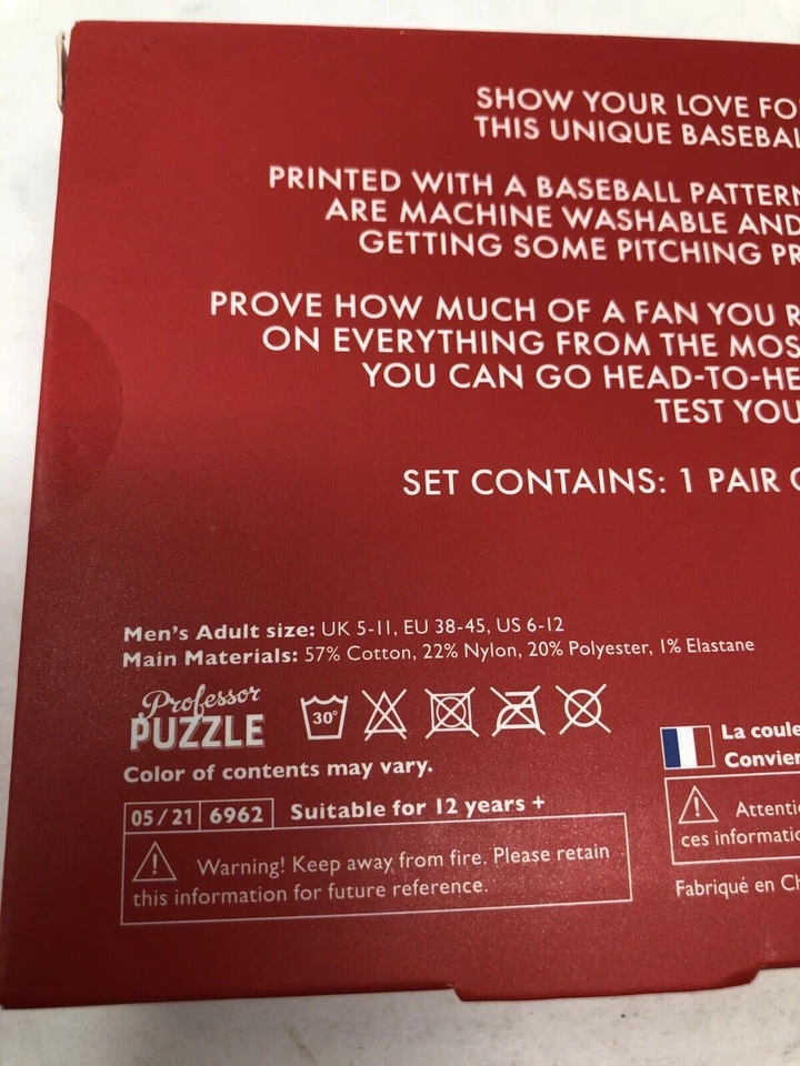 BASEBALL TRIVA: Play Your Socks Off MLB GIFT SET Size: 6-12 Socks +50 Cards New! - Image 4 of 4