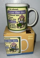 Aunty Acid Go Ahead Seize The Day Coffee Cup Mug from Leanin Tree NIB