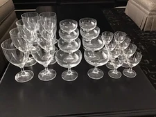 Set Of 24 MCM Crystal Clear Stem Wine, Champagne And Cordial Glassware