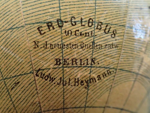 ANTIQUE SMALL ( diam 10 cm / 4 inches) GLOBE HEYMANN BERLIN GERMANY GERMAN - Picture 7 of 11
