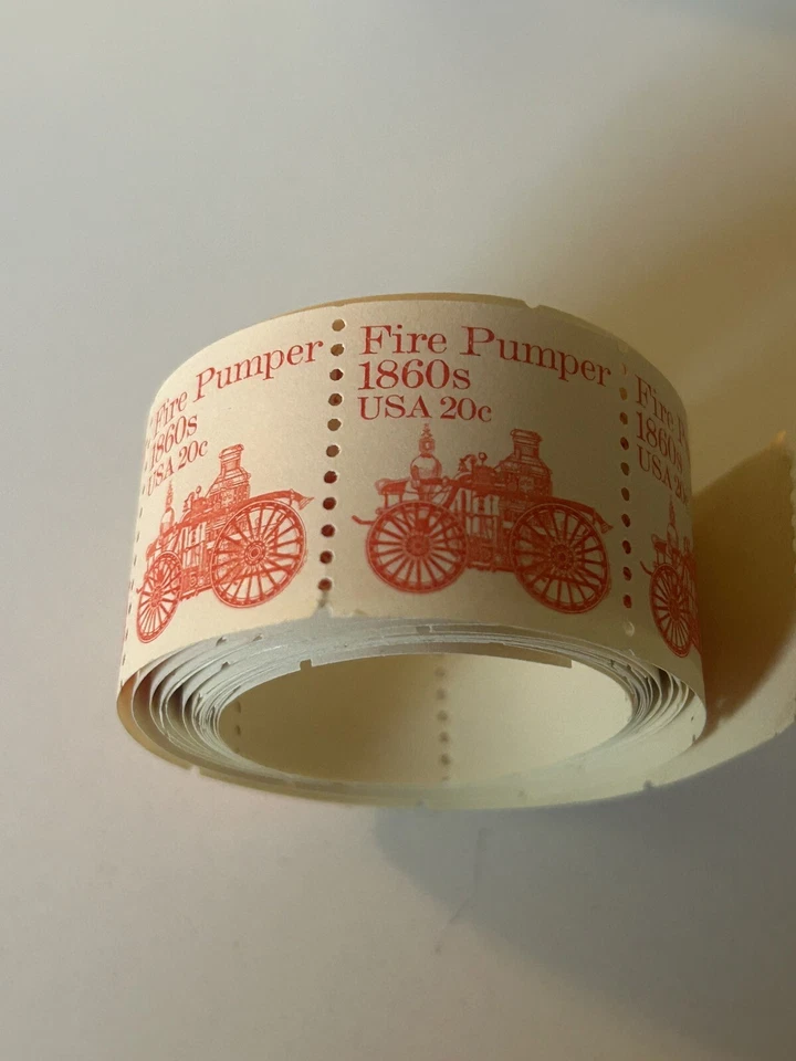 US. 1908 20c. Bomba contra incendios años 1860. MNH 1981-1990. Bobina de 80 sellos con dispensador Foto 4 de 4