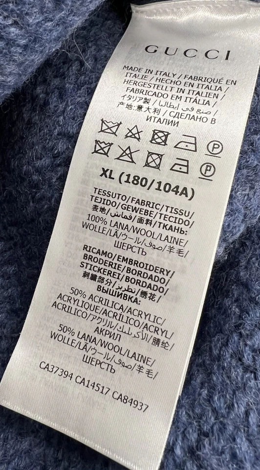 Gucci Blue Wool Crewneck sweater Size XL Made in Italy - Image 3 of 4