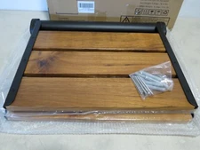 Home Aesthetics 18" ADA Compliant Wall-Mounted Folding Teak Wood Shower Black Fr