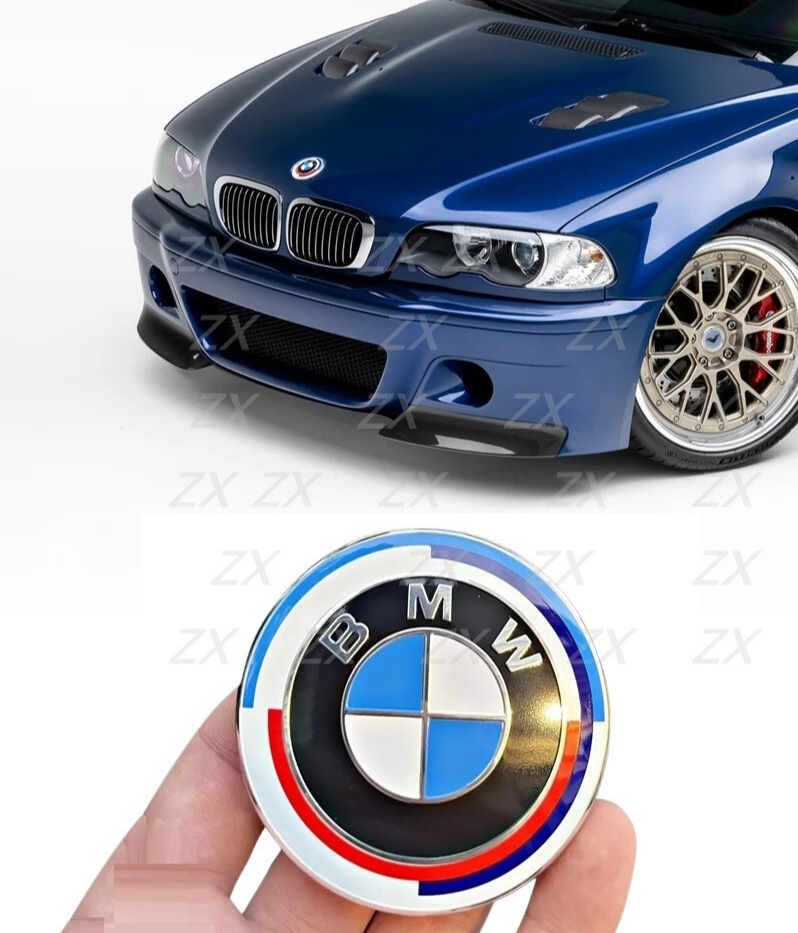 n. BMW 82mm 50th Anniversary Car Front Hood Emblem Badge Logo