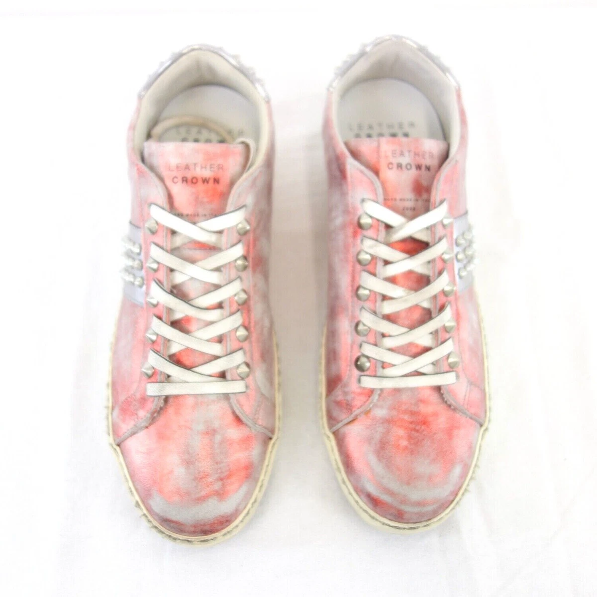 Sneaker 42 Leather Crown Silber Rot Echt Leder Damen Freizeit Schuhe Np 339 Neu