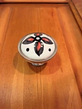 NEW NICKEL AND CERAMIC ORANGE FLOWER ROUND CABINET KNOB KNOBS FREE SHIPPING