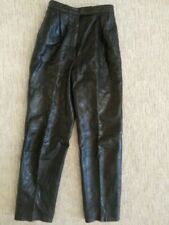 Vintage Women's 4 Petite1986 Black  Soft Lambskin Leather Pants w/ Side Pockets