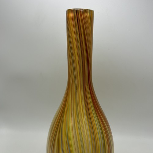 Vintage Art Glass Vase 15” Yellow Gold Multi-Colored Swirls MCM Estate - Picture 6 of 17