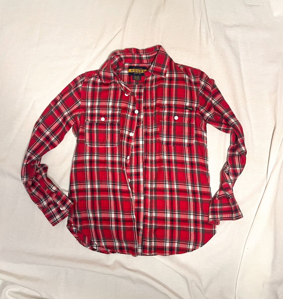 Rugby Ralph Lauren Pyrex Virgil Abloh Flannel Button Shirt Rugby Ralph Lauren Pyrex Virgil Abloh Flannel Button Shirt