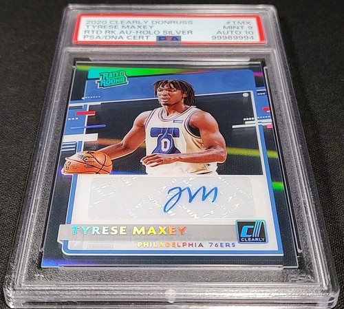 PSA 9/10 1/1 RC AUTO /10 TYRESE MAXEY ROOKIE π¨0 HIGHER β¨2020-21 Clearly Donruss - Picture 10 of 10