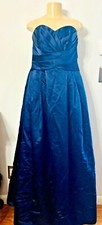 *USED* Davids Bridal Women's Navy Blue Dress Polyester With Ruffles Size 12 