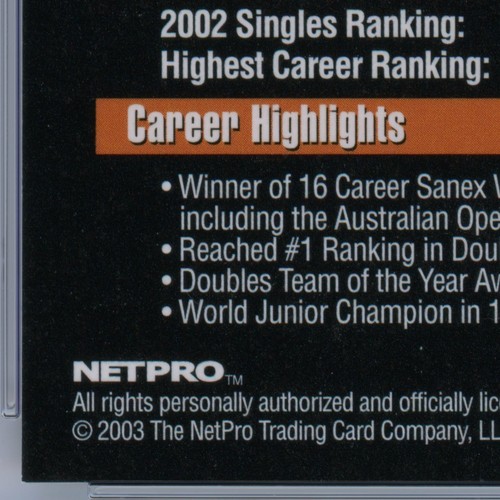 2003 Netpro Glossy #10-G Anna Kournikova Rookie RC CGC MINT 9 - Picture 9 of 10