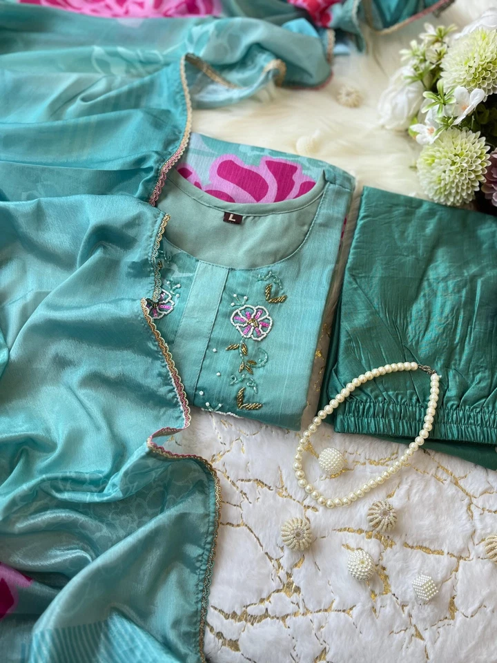 Подарок для ее женщин носить Kurta Palazzo Dupatta комплект Salwar Kameez готовые костюмы - Изображение 4 из 4