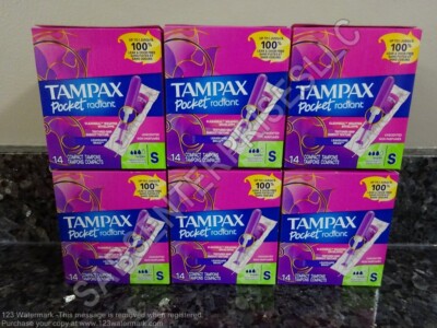 84 Tampax Pocket Radiant SUPER Compact Tampon Tampons (6 boxes of 14) NEW