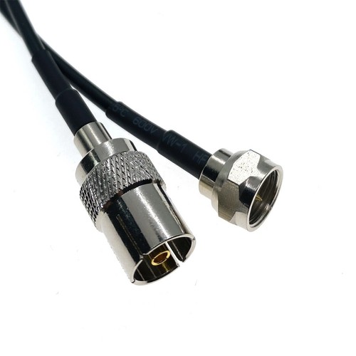 TV IEC DVB-T female to F male Crimp type RG174 Cable Connector Antenna PAL Coax - Picture 4 of 7