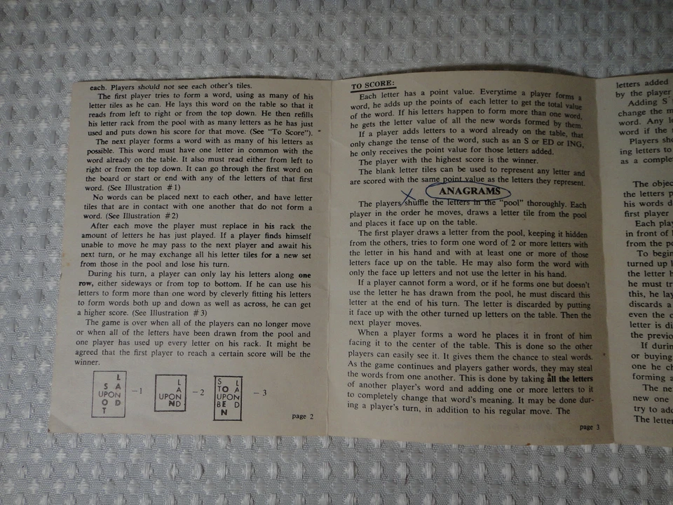 1957 Transogram Anagrams #1150 Word Tiles Game Replacement Parts Instructions - Image 2 of 4