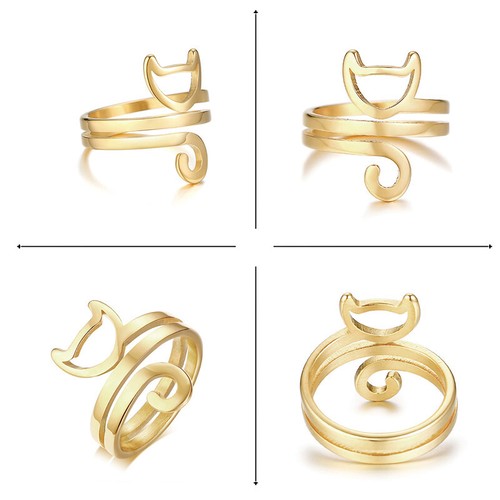 Katzenliebhaber vergoldet Edelstahl Ring Kätzchen Ehering Damengröße 6 7 8 - Bild 2 von 9