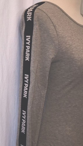 Ivy Park Bodysuit Size S Stretchy Knit Logo Tape Accent Long Sleeves - Picture 2 of 10