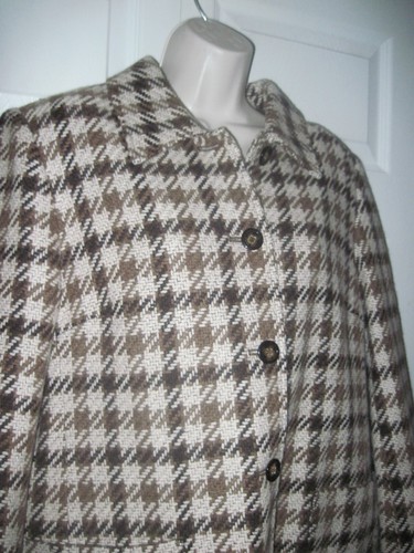 Abrigo de invierno para mujer talla 12 pata de gallo de Alfred Dunner marrón y beige grande nuevo con etiquetas - Imagen 23 de 24