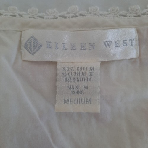 Eileen West Nightgown White Sleeveless Victorian Cottage 100% Cotton Medium - Picture 7 of 8