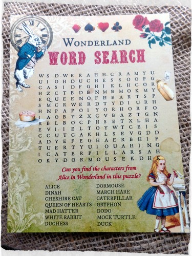 4 x Alice In Wonderland Themed Party Wordsearch - Picture 6 of 6