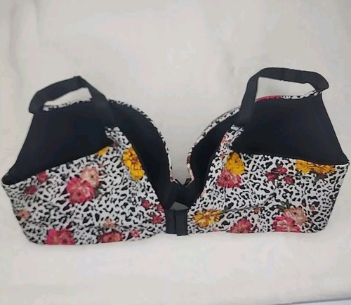 Torrid Bra 42D 360 Back Smoothing Push Up T Shirt Padded Animal Print Floral - Picture 2 of 4