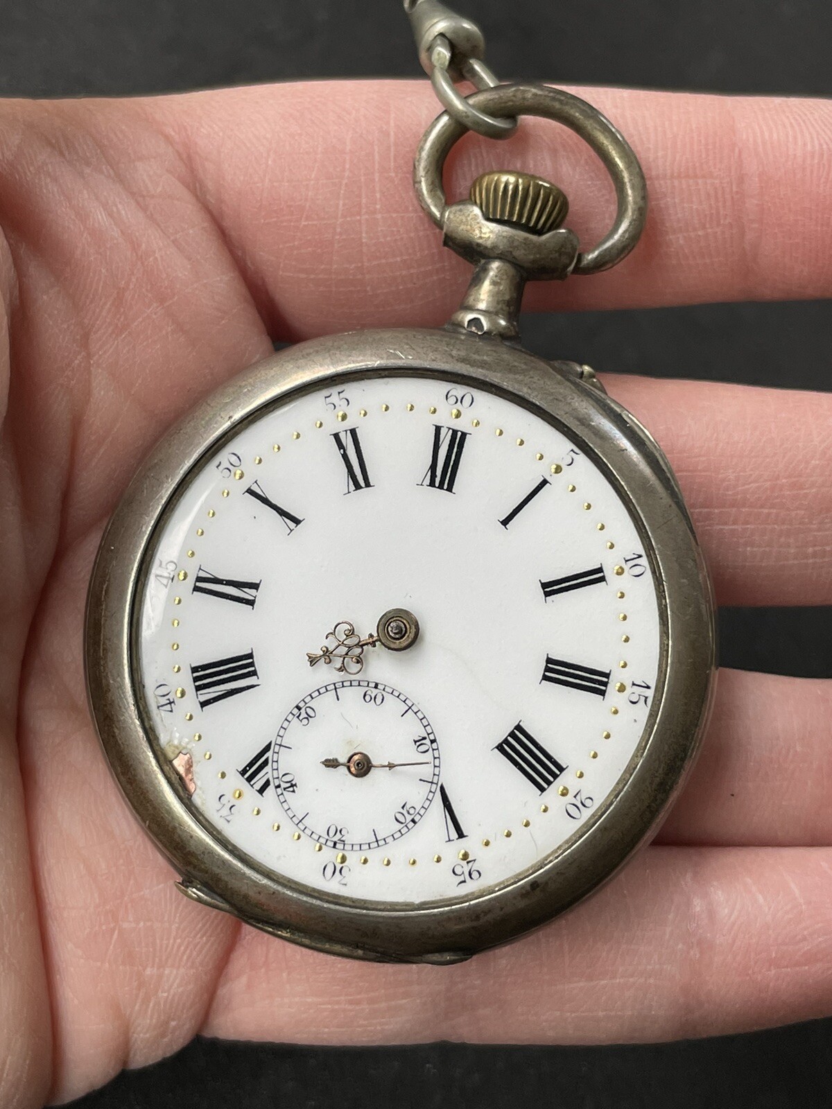 Antique Solid Silver Fob Watch - image 5