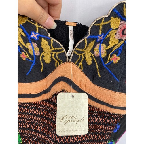 Free People NWT Original Tank Cropped Adjustable Smocked Embroidered Medium New - Picture 6 of 11