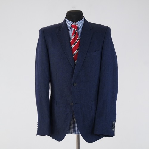 Mens Pin Check Blazer 38R UK Size STRELLSON Blue Wool Sport Coat Jacket - Picture 4 of 14