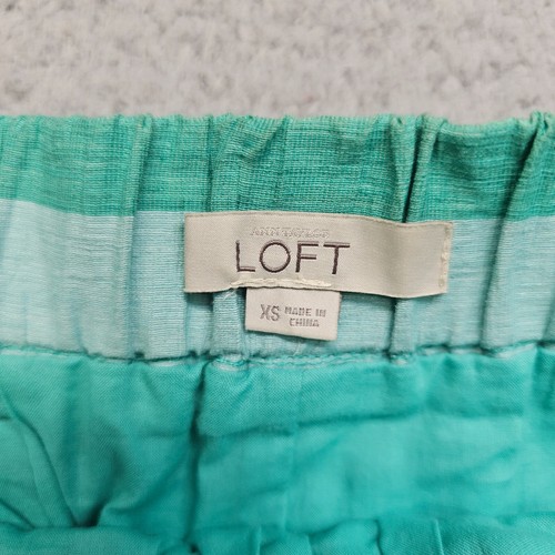 LOFT Ann Taylor Skirt Womens XS Linen Blend Striped Elastic Waist Pull On - Picture 6 of 11