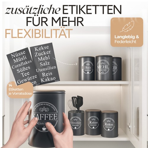 IDEALTASTIC® Premium Vorratsdose I Kaffedose I Zuckerdose 1KG , Vintage Design - Bild 5 von 7