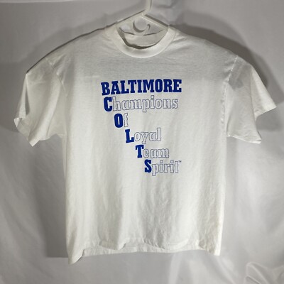 Vintage Baltimore Colts T-Shirt Single Stitch XL White Football