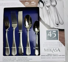 MIKASA Bravo Satin 45 Pc Service For 8- Serving Set Stainless 18/10 Flatware NEW