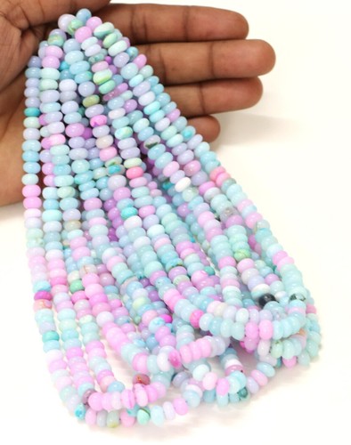 Beautiful Disco pink blue color opal smooth rondelle shape beads, 6-9mm Multi co - Picture 9 of 9