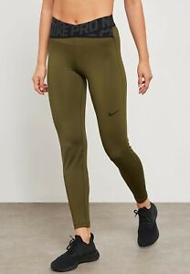 WOMENS NIKE PRO INTERTWIST TIGHTS SIZE XS (AH8776 395) OLIVE CANVAS/ BLACK | eBay