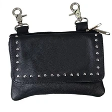 Black LADIES CLIP POUCH PURSE with Studs, Lobster Claw Clips - 7.75 X 5 X 1