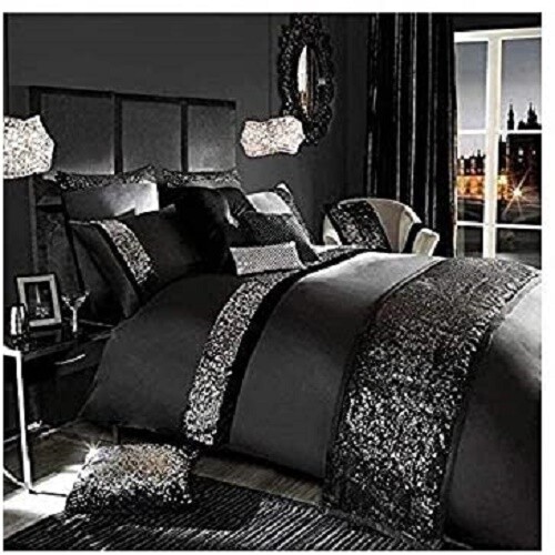 Pailletten Schwarz Baumwolle Bettbezug Set Bettbezug Weihnachtsgeschenk Hochzeit Bettwäsche Multi