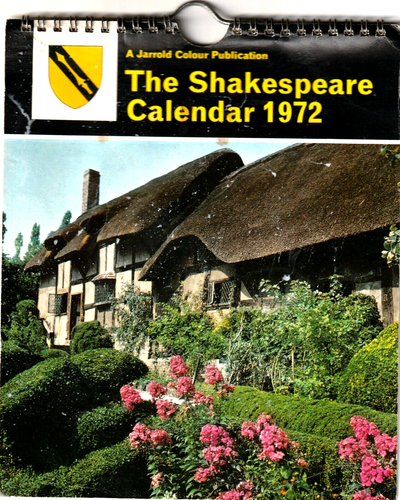 Calendario de pared Shakespeare 1972 vintage encuadernado en espiral a todo color - Imagen 1 de 3
