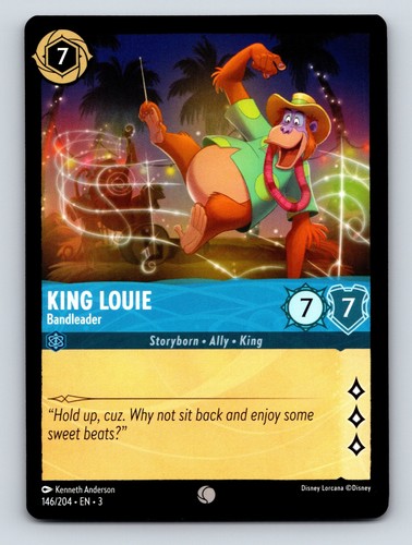 Super Rare Disney Lorcana Card King Louie Bandleader 7 Cost 7S 7WP Sapphire 1462