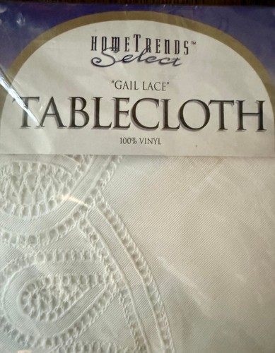 Vinyl Gail Lace Tablecloth White Oblong 60x90 Home Trends Select NEW - Picture 4 of 5