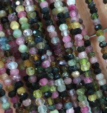 2x3mm Natural Tourmaline Faceted Rondelle Gemstone Beads 15" Gem quality AA