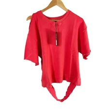 Hudson Cut Sleeve Pullover Grunge Distressed Sweatshirt Size Small Cherry