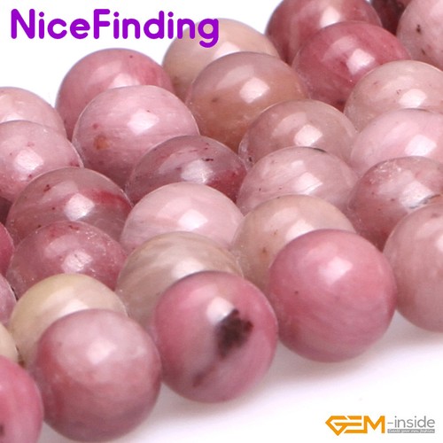 Natural Smooth Faceted Rhodonite Stone Beads For Jewelry Making 6,8,10,12,14mm - Picture 22 of 90