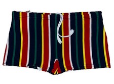 Vintage 60s 70s Boys JC Penney Towncraft 100 Nylon Striped Beach Shorts M 10/12
