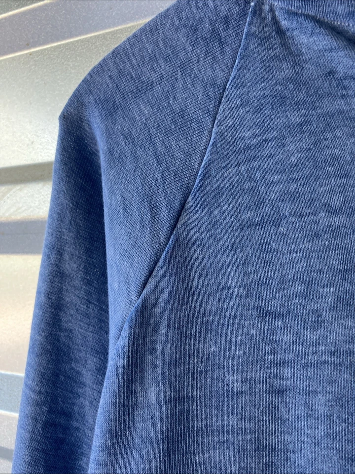 Sudadera con Capucha Vintage Años 70 Azul Cremallera Papel Raglán Fino Med/Lg 23x24 Grunge Thrashed Foto 3 de 4