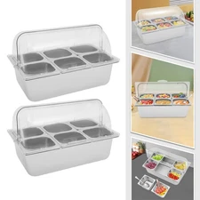 2*Food Serving Container Flip Top Serving Container with Lid+12 Spoons & Clamps