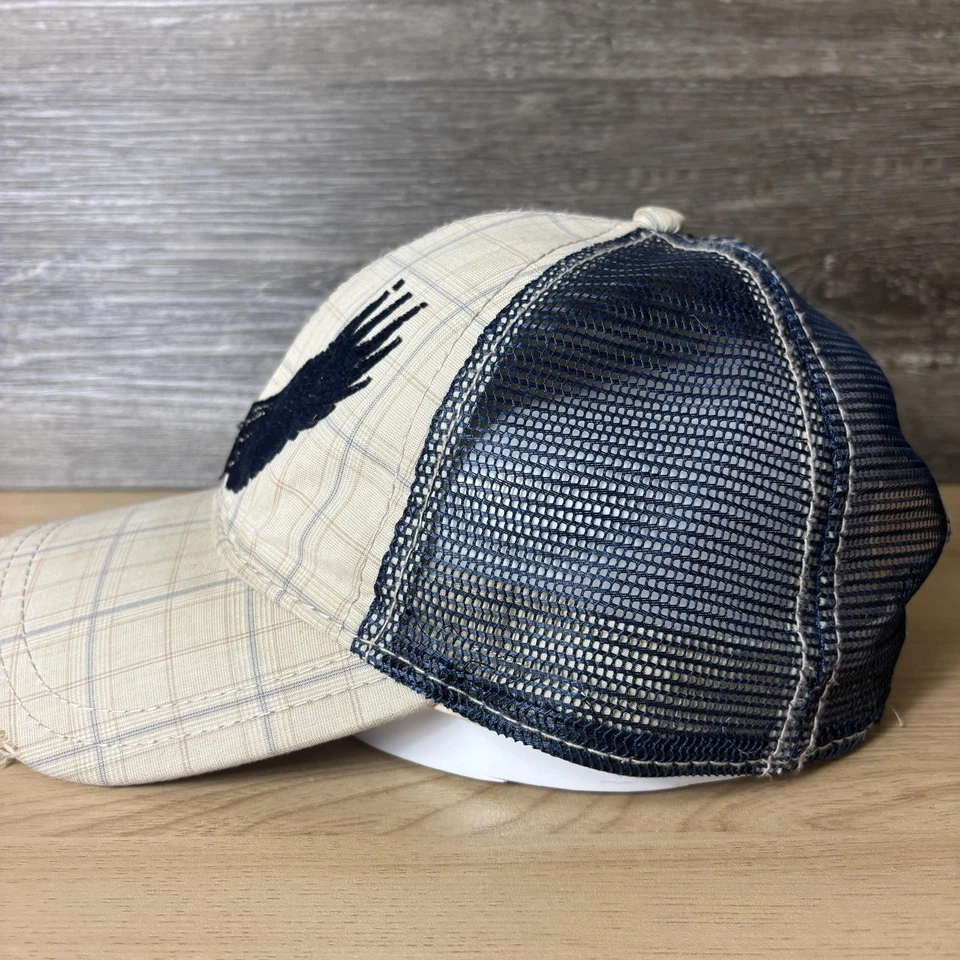 American Rag 帽子 Snap Back 米色蓝色网眼卡车司机刺绣翅膀男式 — 第 4/4 张图片