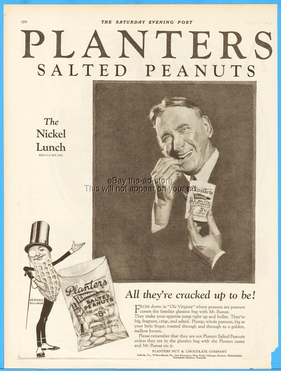 1927 Planters Pennant Nickel Bag Peanuts Nuts Mr. Peanut Ephemera